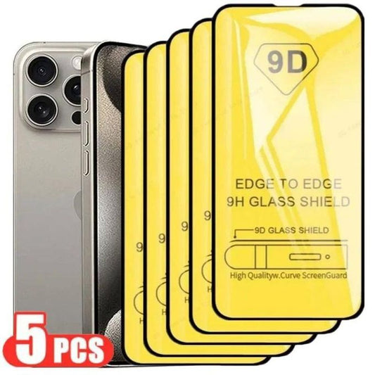 Set de 5 bucăți folii protecție ecran din sticlă securizată 9D pentru iPhone