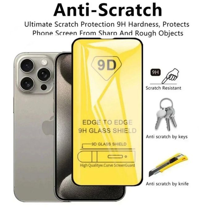 Set de 5 bucăți folii protecție ecran din sticlă securizată 9D pentru iPhone